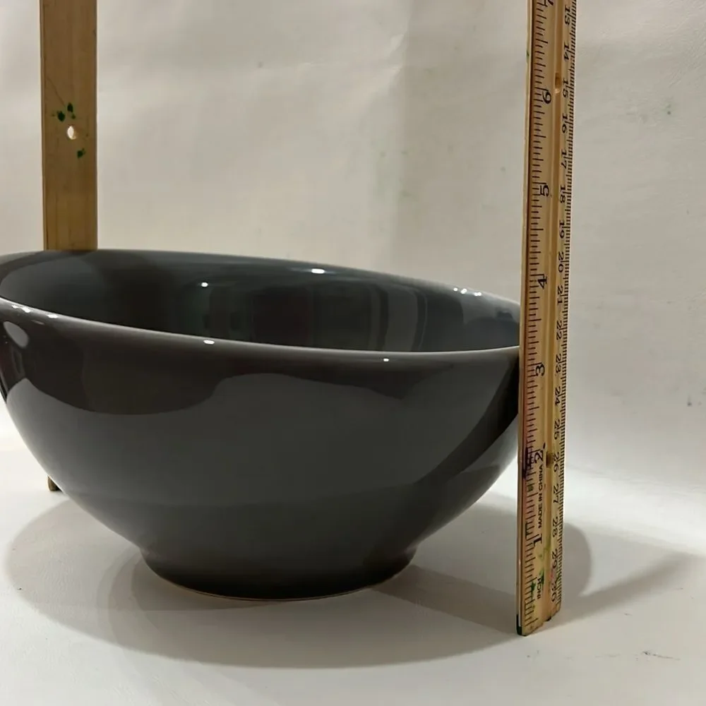 Williams Sonoma Bowl Gray Glass Portugal 3 1/2 Tall X 4 1/4 Tall 8 1/4 Round